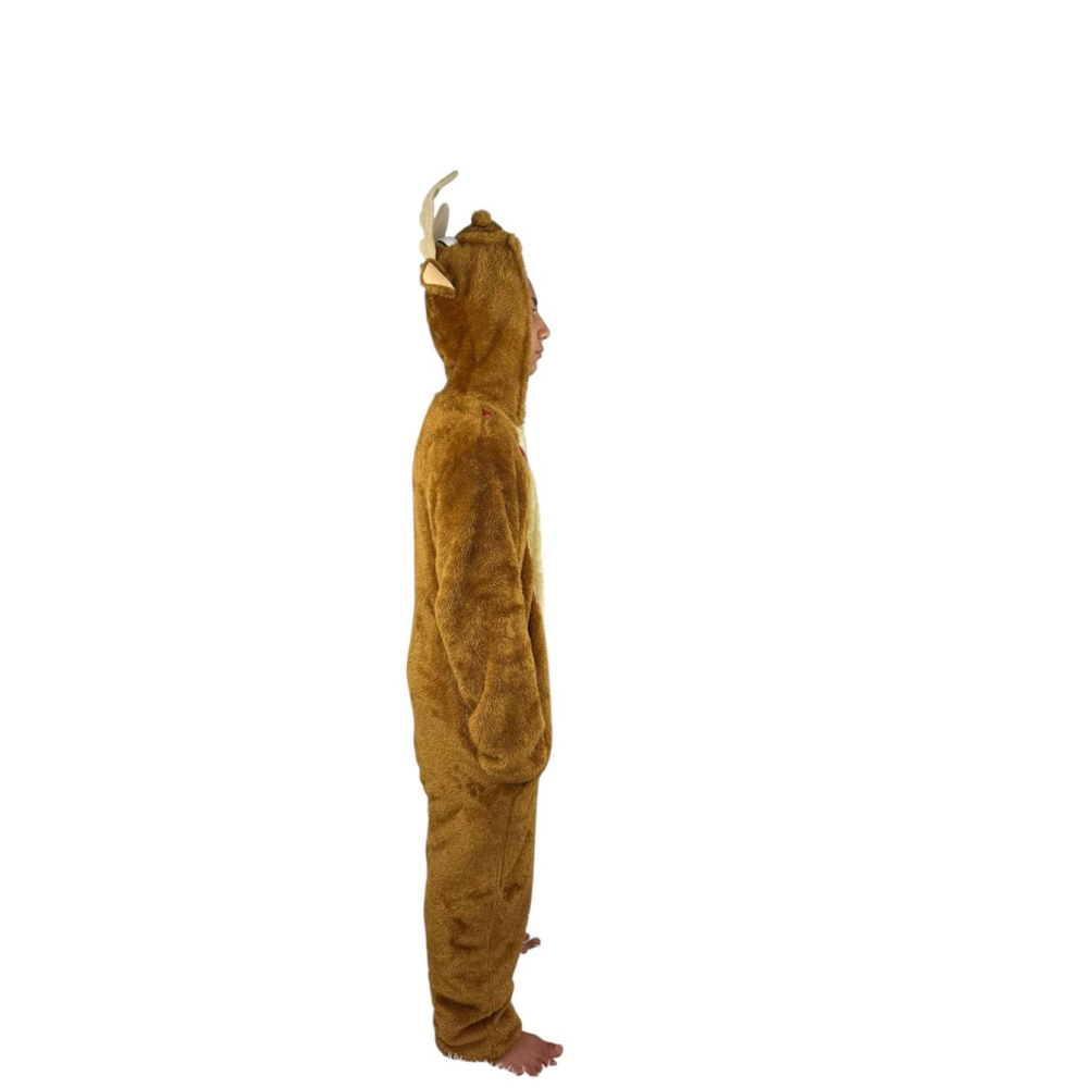 Briefly Stated Reindeer Moose Onesie XL Brown Hooded Pajamas Christmas Costume - Picture 6 of 15